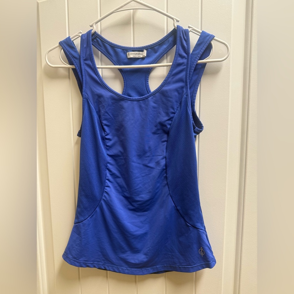 Stradivarius Women's Blue Workout Athletic Racerback Tank Top Size Medium Unique